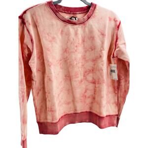 VIGOSS XS coral orange French terry tie dye acid wash pullover sweatshirt B27